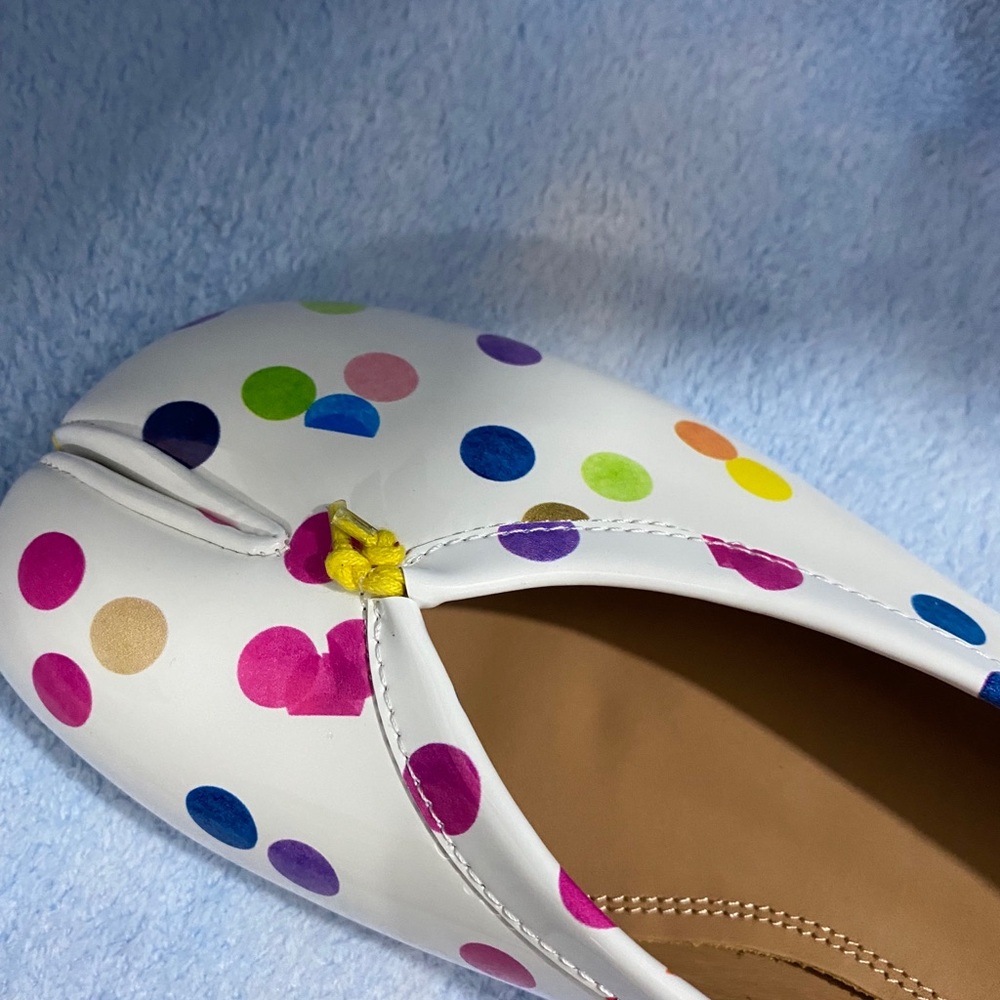 Maison Martin Margiela White Multicolor Polka Dot Tabi Ballet Flats - Picture 7 of 9